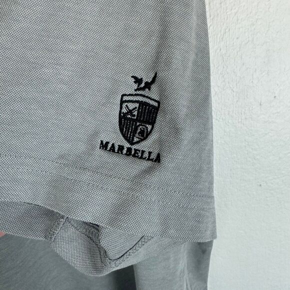 Travis Mathew Golf Polo sz XL Gray with purple/light grey stripe Marbella Golf - Picture 3 of 7